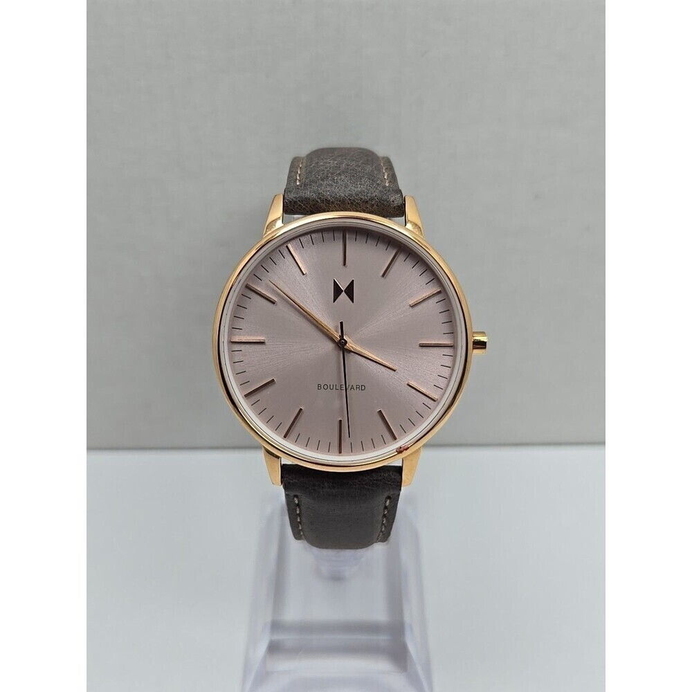 MVMT Boulevard Rosecrans 38mm Blush Dial Leather Quartz Watch New Battery